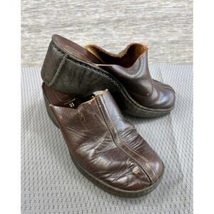 Harbor Handcrafted Leather Clogs Mules Women's Size 7 Brown France Made